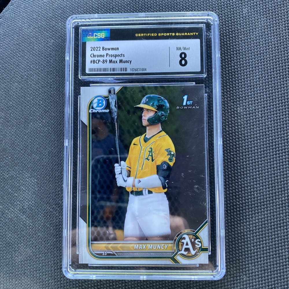 2022 Bowman Max Muncy Chrome Mega Box Mojo Refractor CSG‎ 8 NM/Mint BCP-89